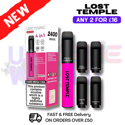 Lost Temple 2400 Puff Bar 4 IN 1 Disposable Vape Pen Kit