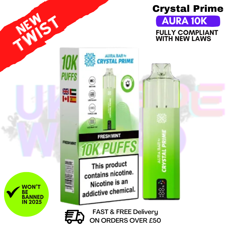 Fresh Mint Crystal Prime 10K Puff Pod Kit