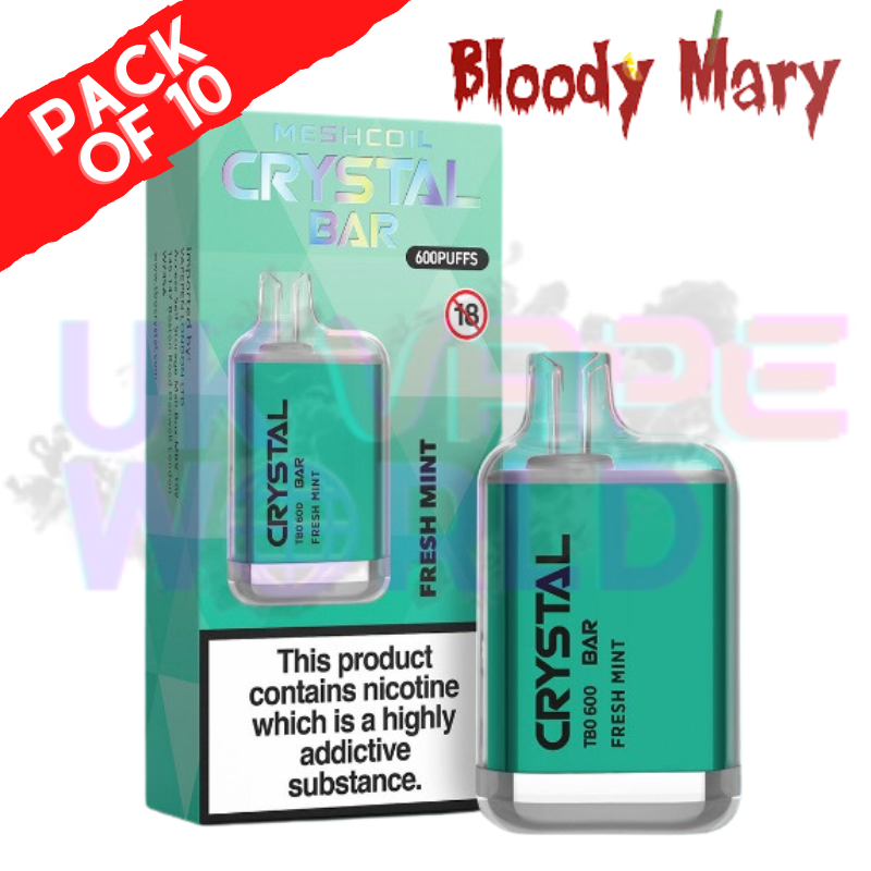 Fresh Mint - Bloody Mary CRYSTAL 600Puff Box of 10
