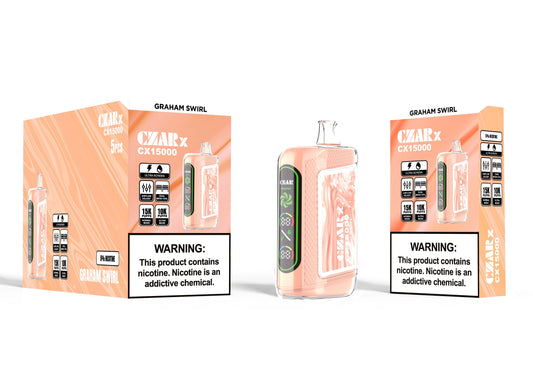 CZAR CX15000 Puffs disposable vape  Czar Graham Swirl Rechargeable Disposable-Multiple Nicotine 15 Flavors