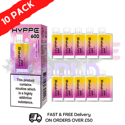 Gummy Bear HYPPE BAR Puffs 600 Pack Of 10 Disposable Bars