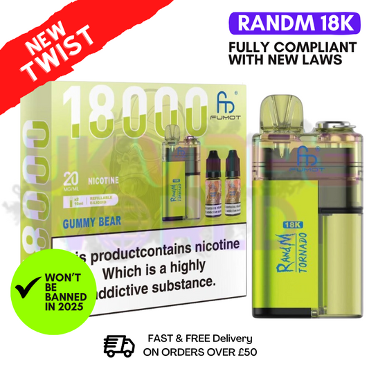 Gummy bear RandM Tornado 18K 18000 Puff Vape Kit