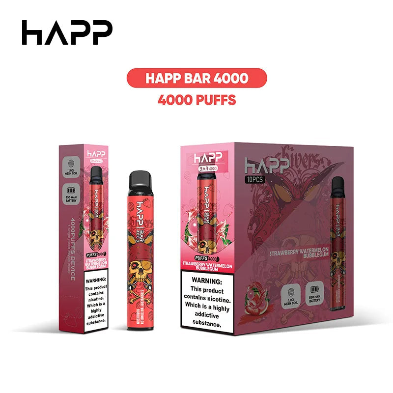 Happ 4000 Puffs 8ml E Cigarette Disposable Vape Bar