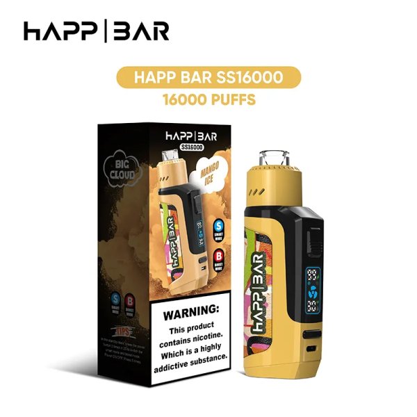 Happ Bar Ss 16000 Puffs Dtl Vape Led Screen Display Rechargeable E Cigarette Disposable Vape
