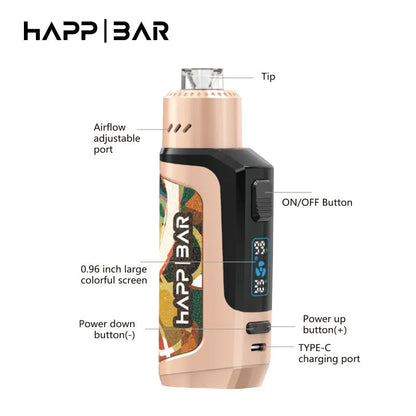 Happ Bar Ss 16000 Puffs Dtl Vape Led Screen Display Rechargeable E Cigarette Disposable Vape