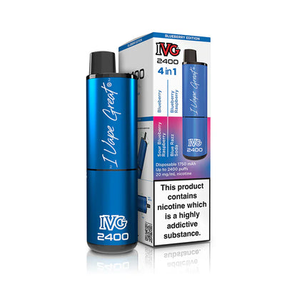 IVG 2400  MULTI FLAVOUR EDITION Disposable Vape lodging 4 x 2ml units 20 mg TPD