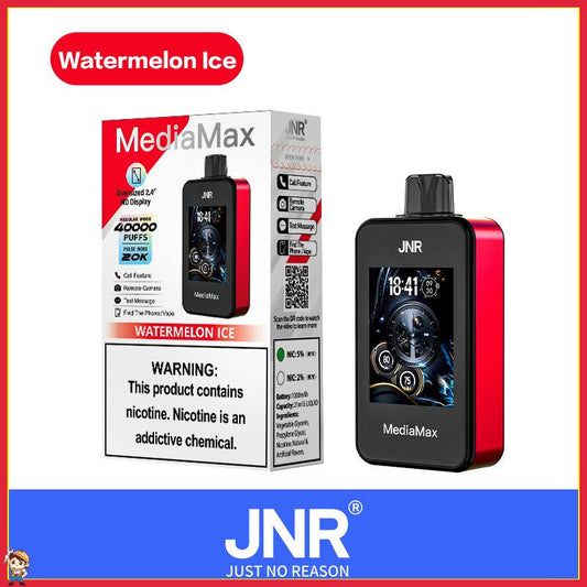Jnr Media Max 40000 Puffs 40k Bluetooth Display Touchscreen Smart Phone Disposable Vape Electronic Cigarette-1000mAh Battery, 21ml E-liquid, Multiple Nicotine 10 Flavors