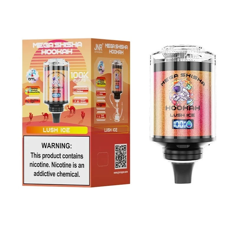 JNR Mega Shisha Hookah 100K Disposable Vape-a 60ml E-liquid, Multiple Nicotine 12 Flavors
