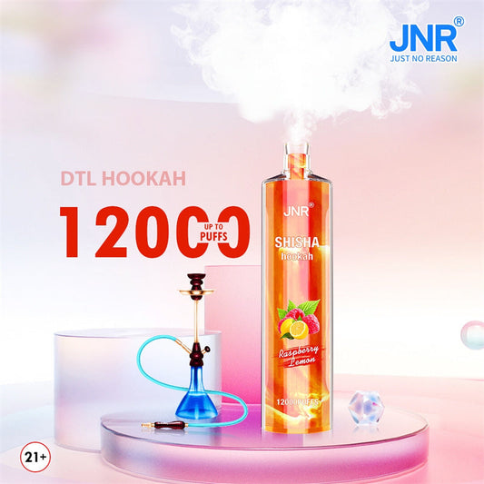 Jnr Shisha Hookah 12000 Puff bar Dtl Disposable Vape-750mAh Battery, 24ml E-liquid, Multiple Nicotine 22 Flavors