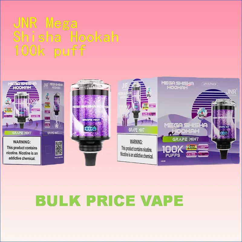 JNR Mega Shisha Hookah 100k puff Discount Price Best Sale-2200mAh Battery, 60ml E-liquid, Multiple Nicotine 12 Flavors
