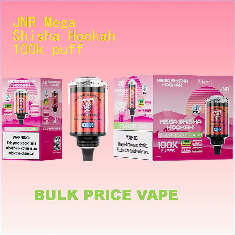 JNR Mega Shisha Hookah 100k puff Discount Price Best Sale-2200mAh Battery, 60ml E-liquid, Multiple Nicotine 12 Flavors