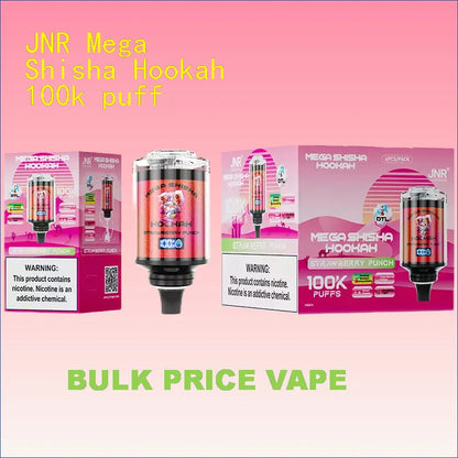 JNR Mega Shisha Hookah 100k puff Discount Price Best Sale-2200mAh Battery, 60ml E-liquid, Multiple Nicotine 12 Flavors