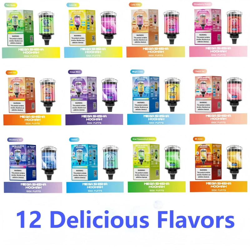 JNR Mega Shisha Hookah 100k puff Discount Price Best Sale-2200mAh Battery, 60ml E-liquid, Multiple Nicotine 12 Flavors