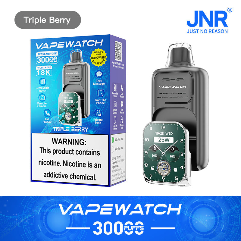 JNR Vape Watch 30000 Puffs Removable Display Disposable Vape-1000mAh Battery, 19ml E-liquid, Multiple Nicotine 10 Flavors