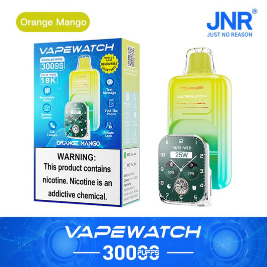 JNR Vape Watch 30000 Puffs Removable Display Disposable Vape-1000mAh Battery, 19ml E-liquid, Multiple Nicotine 10 Flavors