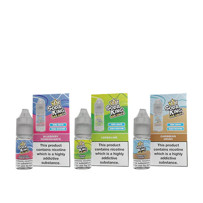 Pack of 10 Soda King Bar Nic Salts 10mg/20mg 10 ML TPD UK