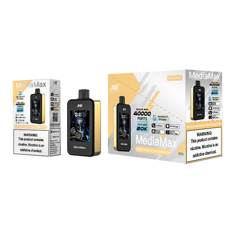 Jnr Media Max 40000 Puffs 40k Bluetooth Display Touchscreen Smart Phone Disposable Vape Electronic Cigarette-1000mAh Battery, 21ml E-liquid, Multiple Nicotine 10 Flavors