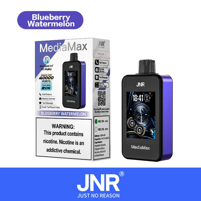 Jnr Media Max 40000 -20000 Puff 20k 40k Puff Smart Phone Pulse Full Screen Big Smoke Disposable Vape-1000mAh Battery, 21ml E-liquid, Multiple Nicotine 10 Flavors