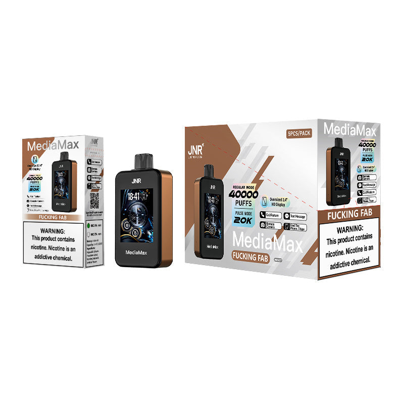 Jnr Media Max 40000 Puffs 40k Bluetooth Display Touchscreen Smart Phone Disposable Vape Electronic Cigarette-1000mAh Battery, 21ml E-liquid, Multiple Nicotine 10 Flavors