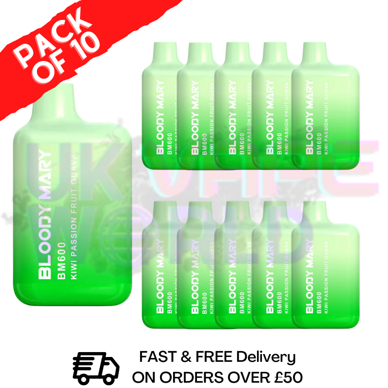 Kiwi PassionFruit Guava - Bloody Mary 600Puff Box of 10