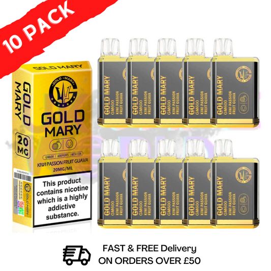 Kiwi Passionfruit Guava - Gold Mary 600Puff Box of 10