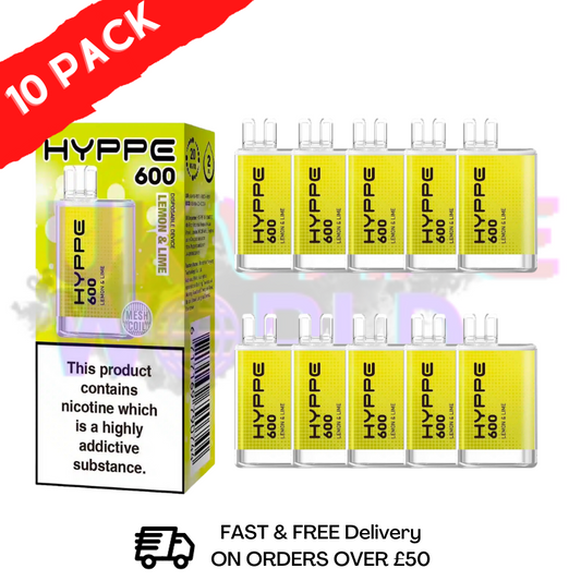 Lemon and lime - HYPPE BAR Puffs 600 Pack Of 10 Disposable Bars