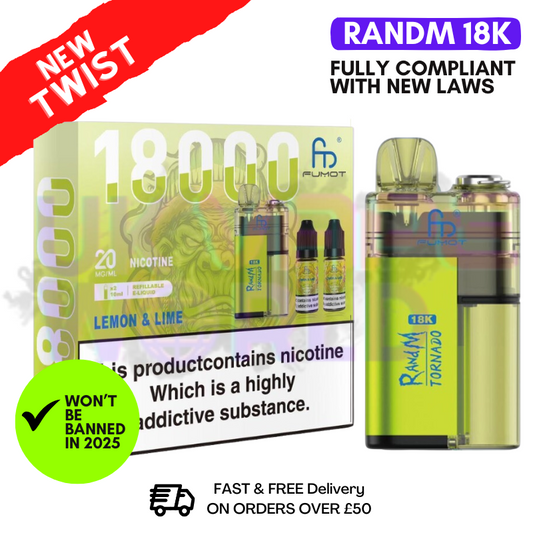 Lemon Lime RandM Tornado 18K 18000 Puff Vape Kit