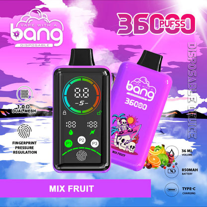 Bang 36000 Power Disposable Vape – 850mAh Battery, 36mL E-Liquid, 0% to 5% Nicotine Options 12 Flavors