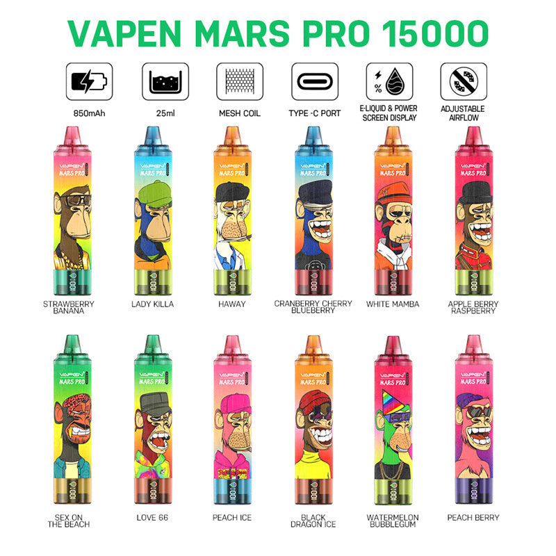 EU Warehouse Vapen Mars PRO 15K puff Tornado 15000 Puffs Vapers Disposable Electronic Cigarette