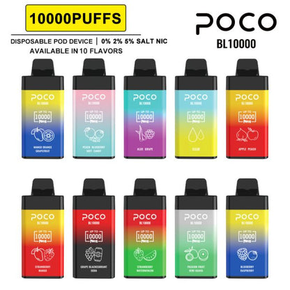 POCO BL10000 Puffs - 20mL, 5% Nic Salt, 15 Flavors, Airflow Control