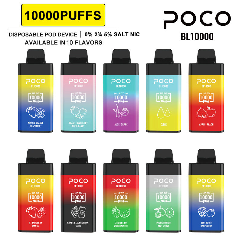 POCO BL10000 Puffs - 20mL, 5% Nic Salt, 15 Flavors, Airflow Control