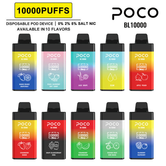 POCO BL10000 Puffs - 20mL, 5% Nic Salt, 15 Flavors, Airflow Control