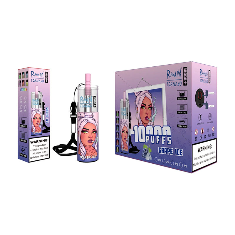 Authentic Randm Tornado 10000 Puffs Disposable Vape Pen E-Cigarette Mesh Coil Rechargeable Battery