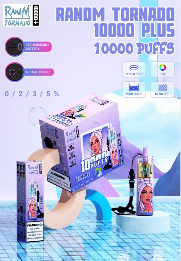 RandM Tornado 10000 Puffs Disposable Vape - 20ml, RGB Lights, 16 Flavors