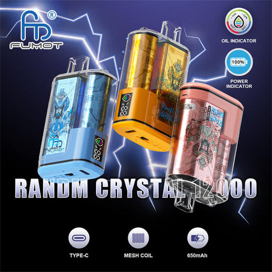 RandM Crystal 12000 Puffs Disposable Vape - 20ml, LED Display, 36 Flavors