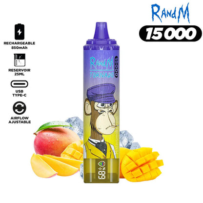 RandM Tornado 15000 puff Disposable Vape 850mAh 25ML 45 Flavors.