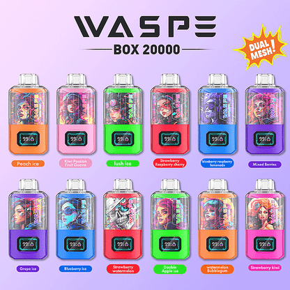 WASPE 20000 20K Puffs 0% 2% 3% 5% Nicotine LCD Display Rechargeable Disposable Vape
