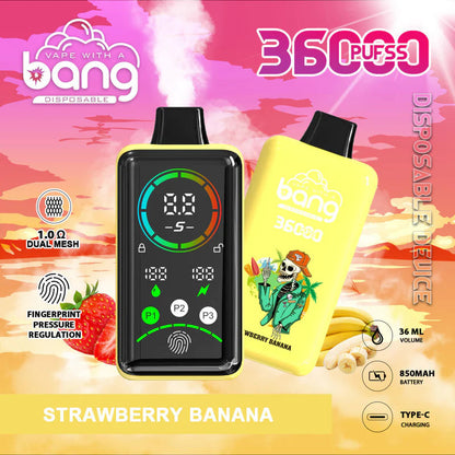 Bang 36000 Power Disposable Vape – 850mAh Battery, 36mL E-Liquid, 0% to 5% Nicotine Options 12 Flavors