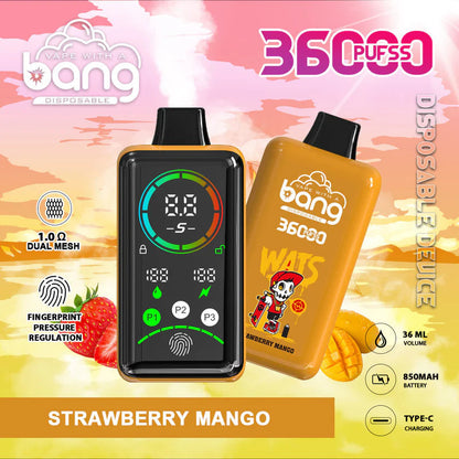 Bang 36000 Power Disposable Vape – 850mAh Battery, 36mL E-Liquid, 0% to 5% Nicotine Options 12 Flavors