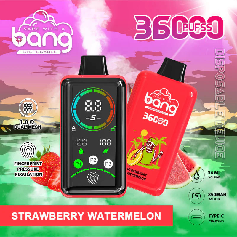 Bang 36000 Power Disposable Vape – 850mAh Battery, 36mL E-Liquid, 0% to 5% Nicotine Options 12 Flavors