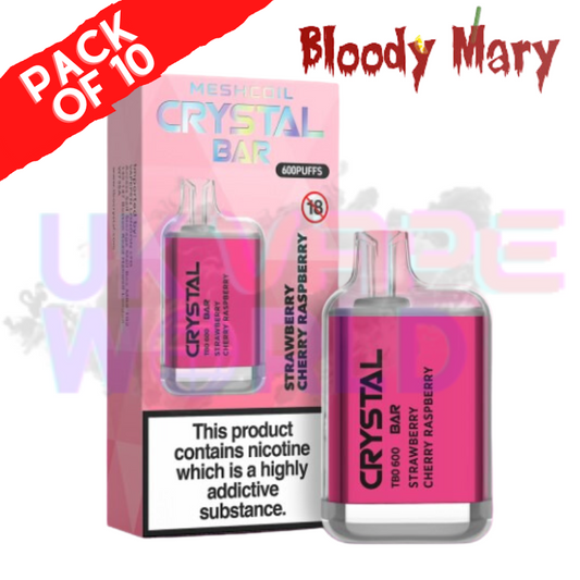 Strawberry Cherry Raspberry - Bloody Mary CRYSTAL 600Puff Box of 10