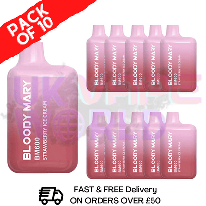 Strawberry ICE Cream - Bloody Mary 600Puff Box of 10