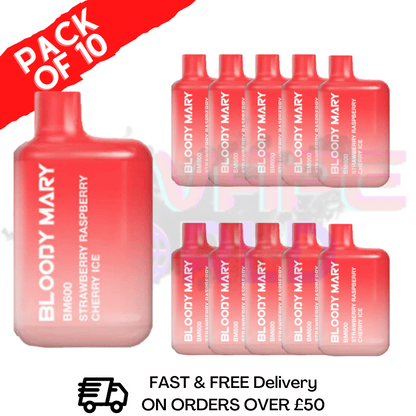 Strawberry Raspberry Cherry ICE - Bloody Mary 600Puff Box of 10