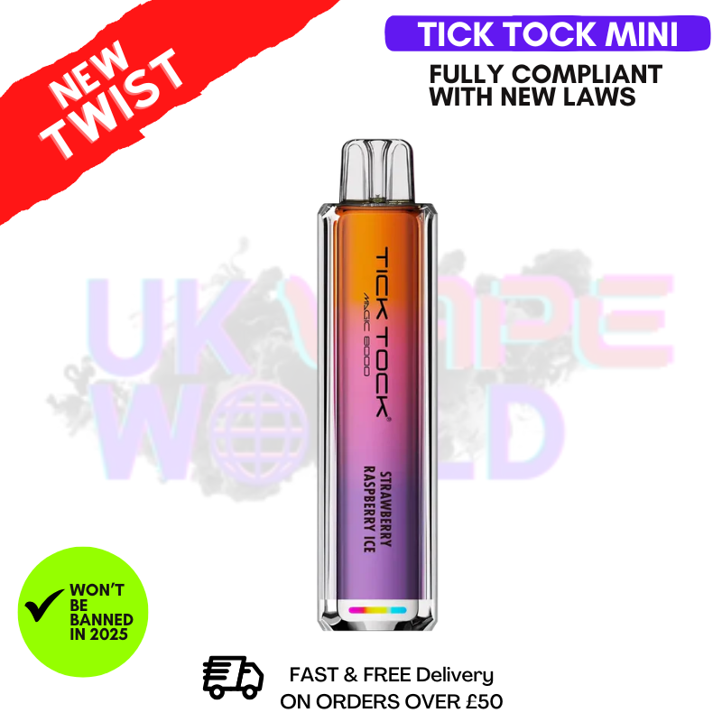 Strawberry Raspberry Ice  Tick Tock Mini 2000 Puff Kit