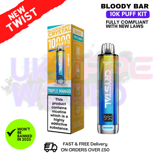 Bloody Bar Crystal Triple Mango 10K Puff Pod Kit