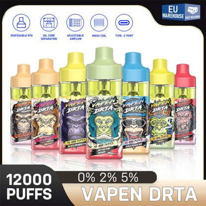 VAPEN DRTA 12000 Puff OCS Refillable NO Leaking RGB Light Open System Vape Germany Wholesale Disposable 12k Tornado