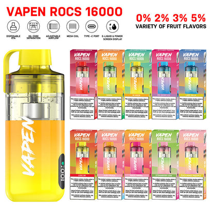 Local Warehouse VAPEN ROCS 16000 Puff Refillable OCS Disposable Vape RGB Light Electronic Cigarette Wholesale