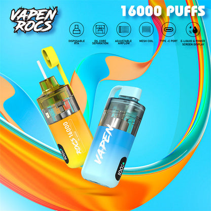 Local Warehouse VAPEN ROCS 16000 Puff Refillable OCS Disposable Vape RGB Light Electronic Cigarette Wholesale