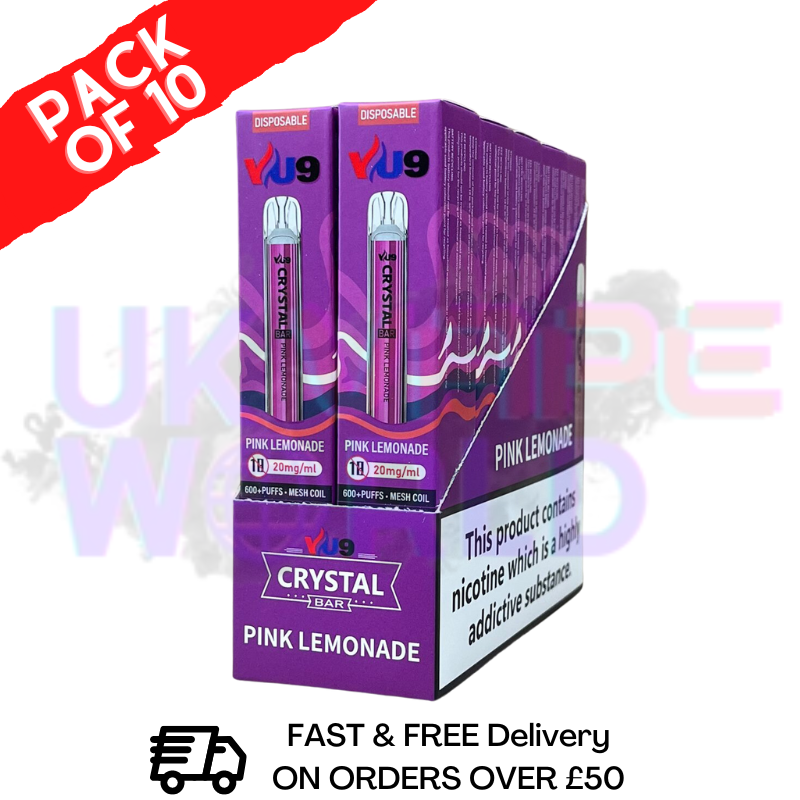 Pink Lemonade - Crystal Bar Puffs 600 VU9 Box Of 10