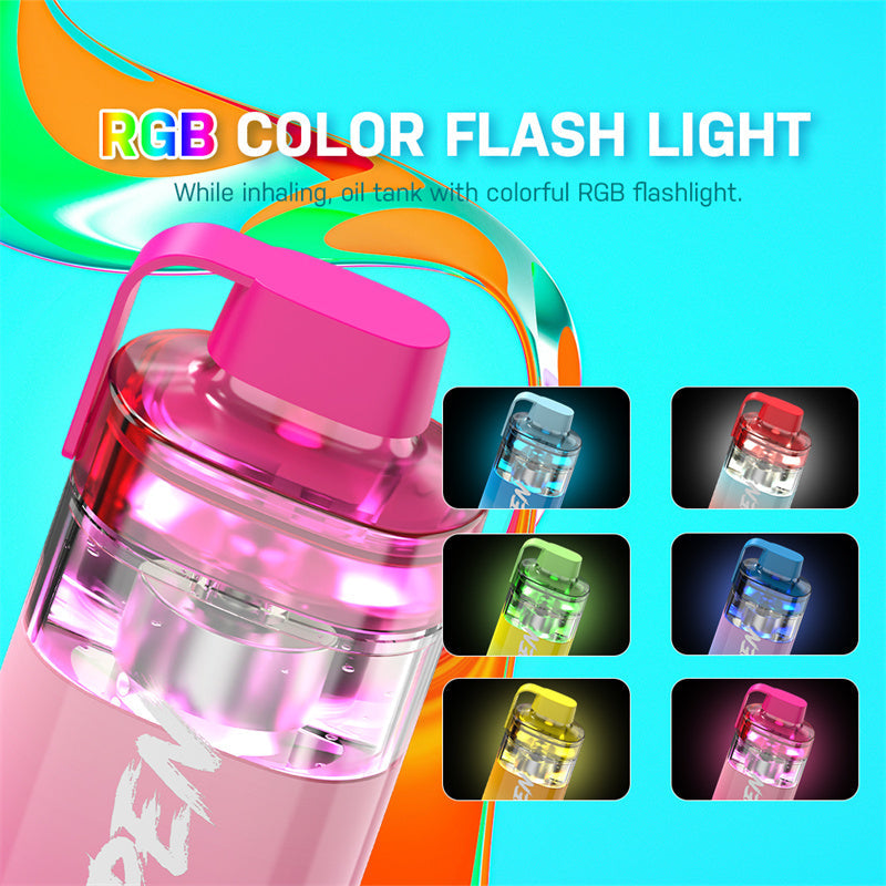 Vapen Rocs 16000 Puffs 25ml Refilled RGB Light Disposable Electronic Cigarette Vape Puff 16k Eu Warehouse